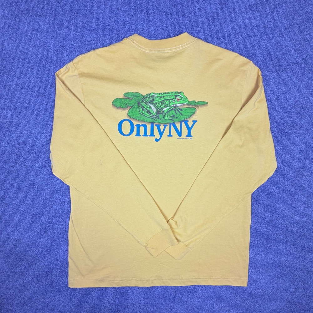 Only NY Bullfrog Graphic Long Sleeve T-Shirt Mens Med Yellow Cotton Streetwear - Picture 2 of 10